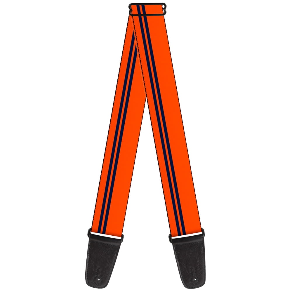 Buckle-Down Guitar Strap, Racing Stripe Orange Navy, 2 Inches Wide