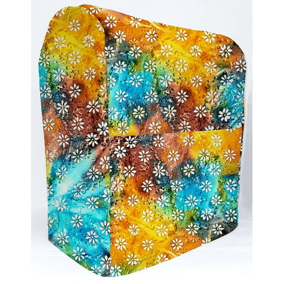 Batik Tie Dye Cover Compatible with Kitchenaid Stand Mixer by Penny's Needful Things (Orange Teal Green Floral, Artisan Mini 3.5-Qt Tilt-Head)