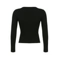 thumbnail image 4 of Douhoow Women Vintage Diamonds Black T-shirt Long Sleeve V Neck Crop Top Spring Harajuku Pullover, 4 of 9