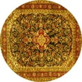 thumbnail image 1 of Ahgly Company Machine Washable Indoor Round Persian Yellow Traditional Area Rugs, 8' Round, 1 of 4