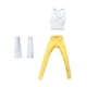 thumbnail image 1 of Conjunto de ropa para muñecas a escala 1:12: chaleco, pantalones y conjunto de yoga con calcetines blancos para figuras de acción. Pantalones amarillos, 1 of 6