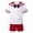 Red, variant on Boys Short Sleeve Sailor Uniform Set Striped Sailor Collar Bow Tee with Cuffed Shorts Stage Performance Outfit Red 5-6 Years
