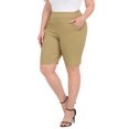 thumbnail image 5 of HDE Plus Size Bermuda Shorts Mid Rise 10" Inseam Pull On Shorts with Pockets Dark Khaki 2X, 5 of 6