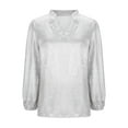 thumbnail image 6 of Elegant Shirts for Women 2025 Dressy Blouses Lantern Long Sleeve V Neck Metallic Party Blouse Top, 6 of 7