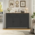 thumbnail image 2 of Hiphuta 47"W Buffet Cabinet with Adjustable Shelf, Modern Farmhouse Coffee Bar with 3 Drawers and Sturdy Base for Small Space and Living Room, Black, 2 of 7