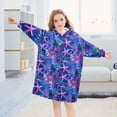thumbnail image 5 of FORMRS Wearable Blanket Hoodie with Sleeves for Kids Cozy Flannel Sweatshirt, Neon Pink Starfish, 5 of 7