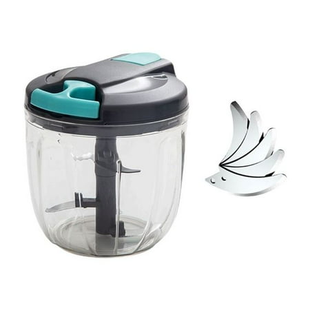 

DanceeMangoo Mini Manual Vegetable Chopper 3 Blades/5 Blades Hand Mixer for Meat Onion Salad Ginger Fruit Garlic Chopping Lightweight