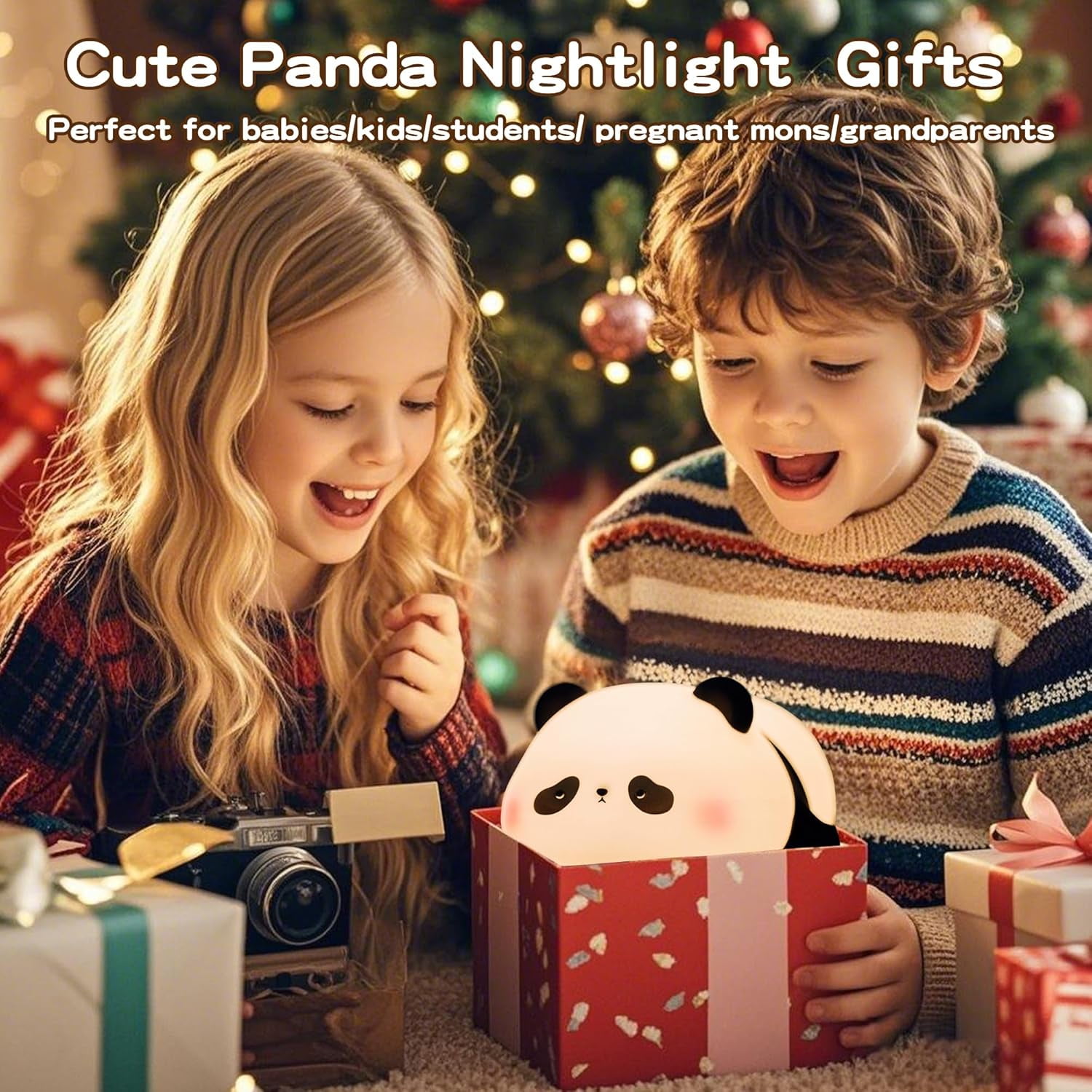 Cute Panda Lamp, LED Panda Night Light for Kids Sleep, Food Grade Silicone Novelty Animal Night Lamps, Dimmable Nursery Squishy Nightlight, Cute Gifts, Office Desk/Baby Boys/Girls Room Decor