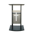 thumbnail image 3 of FixtureDisplays® Truss Wood Podium Metal Pulpit Church Podium Conference Pulpit Event Lectern Cup Hold with Cross Decor 18353+1803-CROSS, 3 of 4