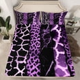 thumbnail image 2 of Homewish Zebra Cheetah Print Bed Sheets for Adult, Chic Purple Lines King Sheets, Leopard Giraffe Wildlife Sheet Set, Ultra Soft Bedroom Decor, 4 Pieces, 2 of 7