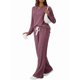 thumbnail image 2 of Conjuntos de Dos Piezas para Mujer, Suéter de Cuello Henley de Otoño, Chándal A Juego, Pijamas Cómodos con Bolsillos Vino Tinto XS, 2 of 7