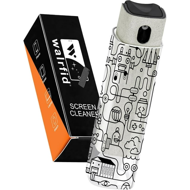 walrfid Laptop Screen Cleaner, Car Screen Cleaner Spray and Wipe, Phone Cleaning Kit for Electronic Computer, iPad, iPhone, MacBook, TV, Monitor, Tablet, Car Display, with Black Graffiti Case - Cream