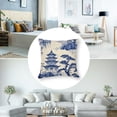 thumbnail image 5 of Acheng  Chinoiserie Trees House Tower Blue Throw Pillow Cover,Cushion Case Outdoor Decoration for Sofa Couch Farmhouse  Set of 2(Two Sides Print) 24x24in, 5 of 7
