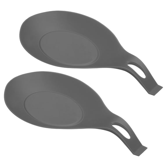 Uxcell 7.68" x 3.74" Heat Resistant Silicone Spoon Rest Kitchen Utensil Holder, Dark Gray 2Pack