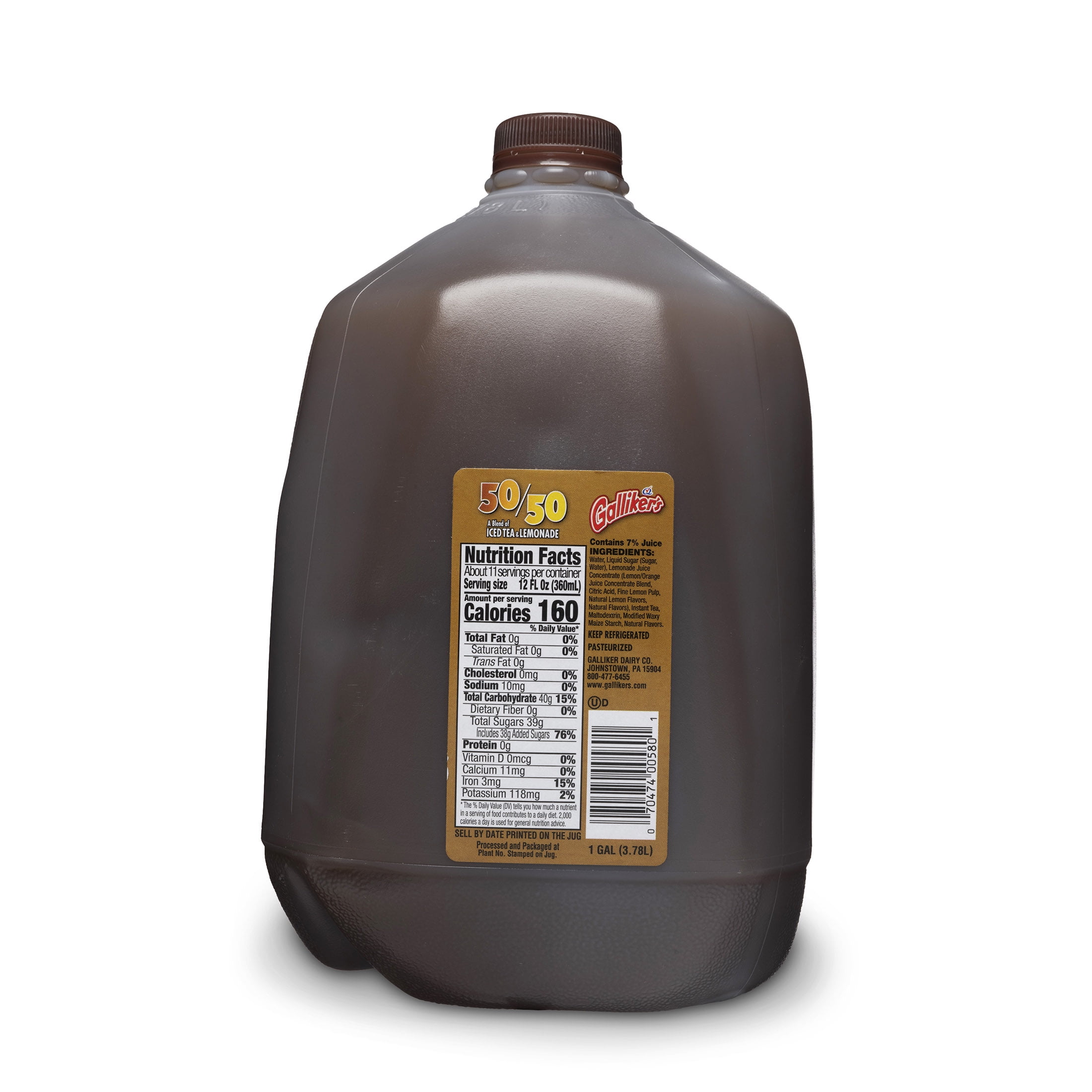 Galliker's 50/50 Iced Tea & Lemonade, Gallon, Plastic Jug, Naturally Caffeinated