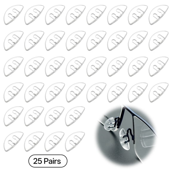 HBMYN 25 Pairs Eyeglass Nose Pads,Oval Nose Pads for Glasses,Push-Pin Nosepads,Anti-Slip Silicone Nose Pads for Eyeglasses