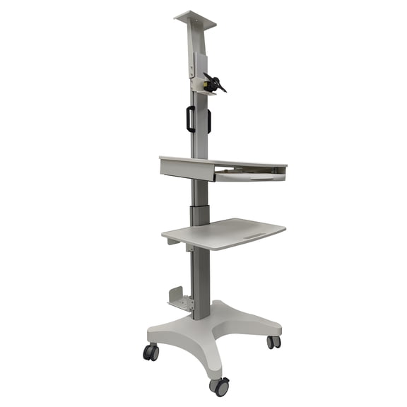 Computer Cart Mobile Workstation Rolling Computer Desk Medical Trolley 43.3-67in Height Adjustable