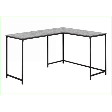 Desks 58” L-Shaped Corner Home Office Desk Modern Grey Laminate Black Metal | Particle Board | Grey