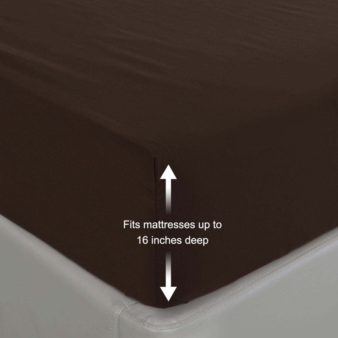 Unique Bargains Brushed Microfiber Fitted Sheet Bed Cover Dark Brown Twin