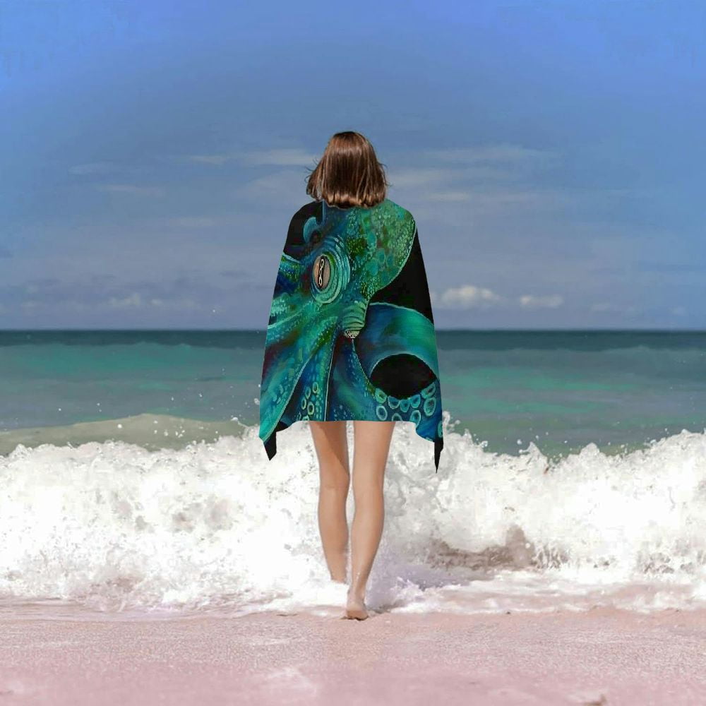 PHYHOO Octopuses Microfiber Beach Towel, Large Oversized Beach Towel Lightweight Quick Dry Soft Absorbent Bath Towel, Sand Free Towel for Swimming Travel Sports 30x60in
