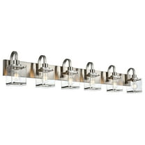 MELUCEE 6-Light Brushed Nickel Bathroom Vanity Light with Clear Rectangular Glass Shades