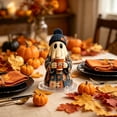 thumbnail image 3 of JVBTVB Acrylic Ghost Ornament Halloween Tabletop Decor Cute Blue Floral Ghost Figurine with Pumpkin Bucket for Mantel Shelf Fall Home Party Display, 3 of 6