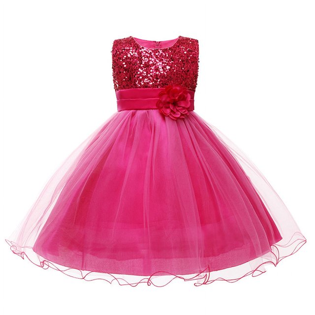 Vestido con lentejuelas flor falda larga lazo falda infantil malla regalo ropa niña vestido