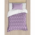thumbnail image 3 of Purple Duvet Cover Set King Size, Valentine's Day Couple Wedding Bride Inspiring Heart Icon Design Image, Decorative 3 Piece Bedding Set with 2 Pillow Shams, Lavander and Purple, by Ambesonne, 3 of 3