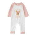 thumbnail image 3 of CUZIBR Baby Boys Easter Bunny Jumpsuit Fashionable Solid Color Long Sleeve Button Down Crewneck Spring Romper Cozy Soft Comfortable One-Piece Bodysuit Breathable Dailywear,Light Pink,6-12 Months, 3 of 7