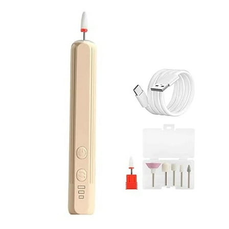 Electric Nail Drill for Acrylic Nails, USB Charging Nail Cuticle Remove Portable Nail Drill Machine (Beige)