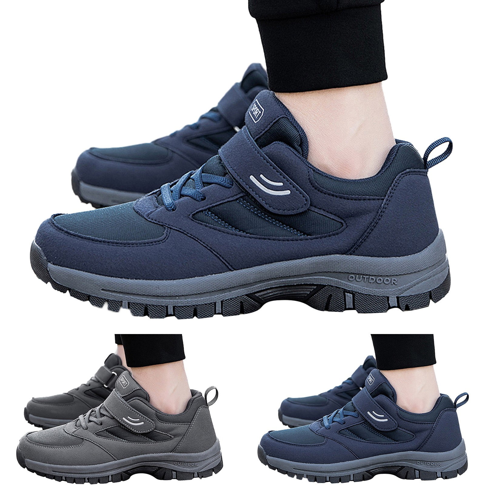 Yindaity Men Shoes Casual Men's Breathable Memory Foam Indoor Outdoor Slipper with Wide Widths Hiking Shoes Men Dark Blue,11.5