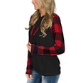 thumbnail image 3 of Sudaderas con Capucha a Cuadros de Manga Larga para Mujer Tops Deportivos Informales elásticos y amigables con la Piel con Bolsillo para Ir de Compras Trabajo en casa Rojo L, 3 of 6