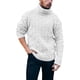 thumbnail image 1 of Jumpingount Jerséis de cuello alto de punto informales para hombre, Tops de invierno, suéteres de lana gruesos cálidos, transpirables, a la moda Camisetas blanco, 1 of 6