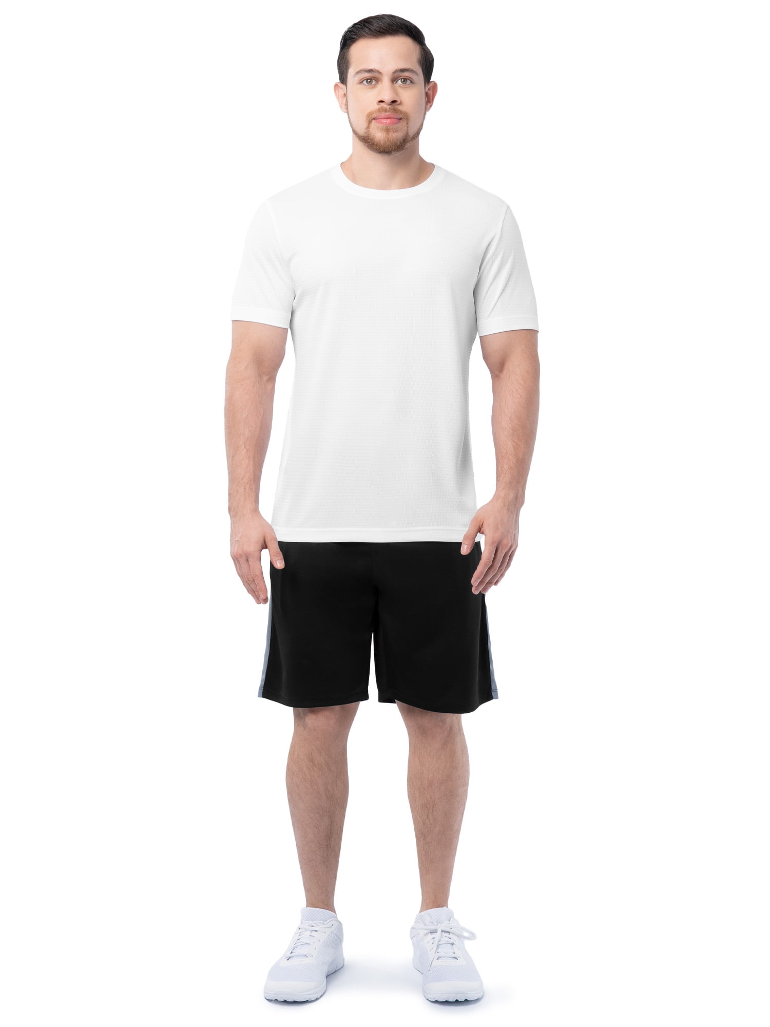 Athletic Works Men's and Big Men's Core Linear Mesh Active Short Sleeve Tee, Sizes S-3XL