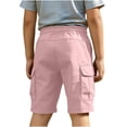 thumbnail image 7 of ITSAME Boys School Uniform Cargo Shorts, Elastic Waist Multi-Pocket Loose Fit Kids Casual Fashion Shorts Pink 4-5T, 7 of 7