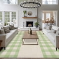 thumbnail image 3 of Green Plaid Large Area Rugs 5x8 ft Retro Country Green Plaid Linen Texture Washable Rug Non Slip Indoor Carpet Absorbent Floor Mat for Living Room Bedroom Dining Room, 3 of 9