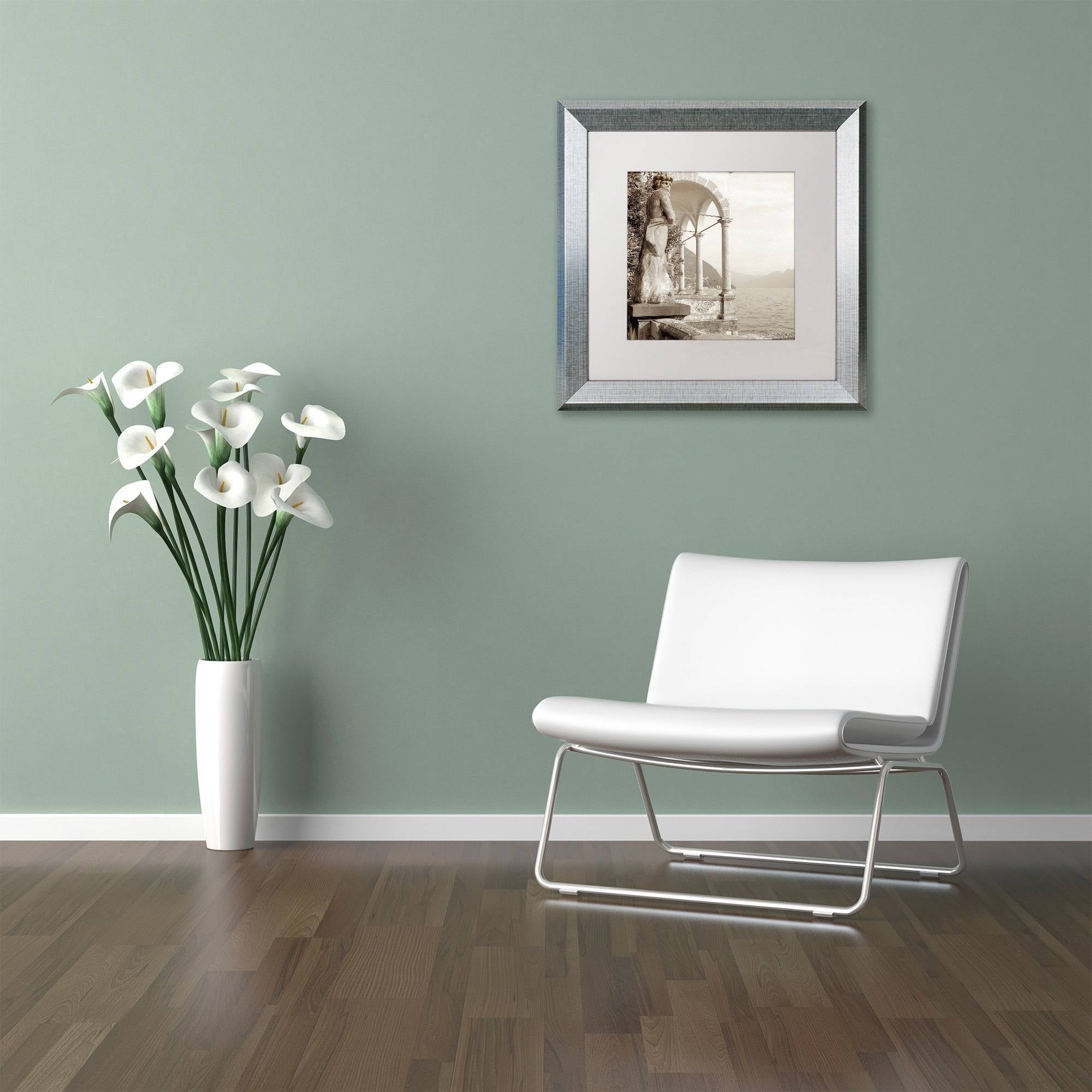 Trademark Fine Art "Giardini Italiano IV" Canvas Art by Alan Blaustein, White Matte, Silver Frame