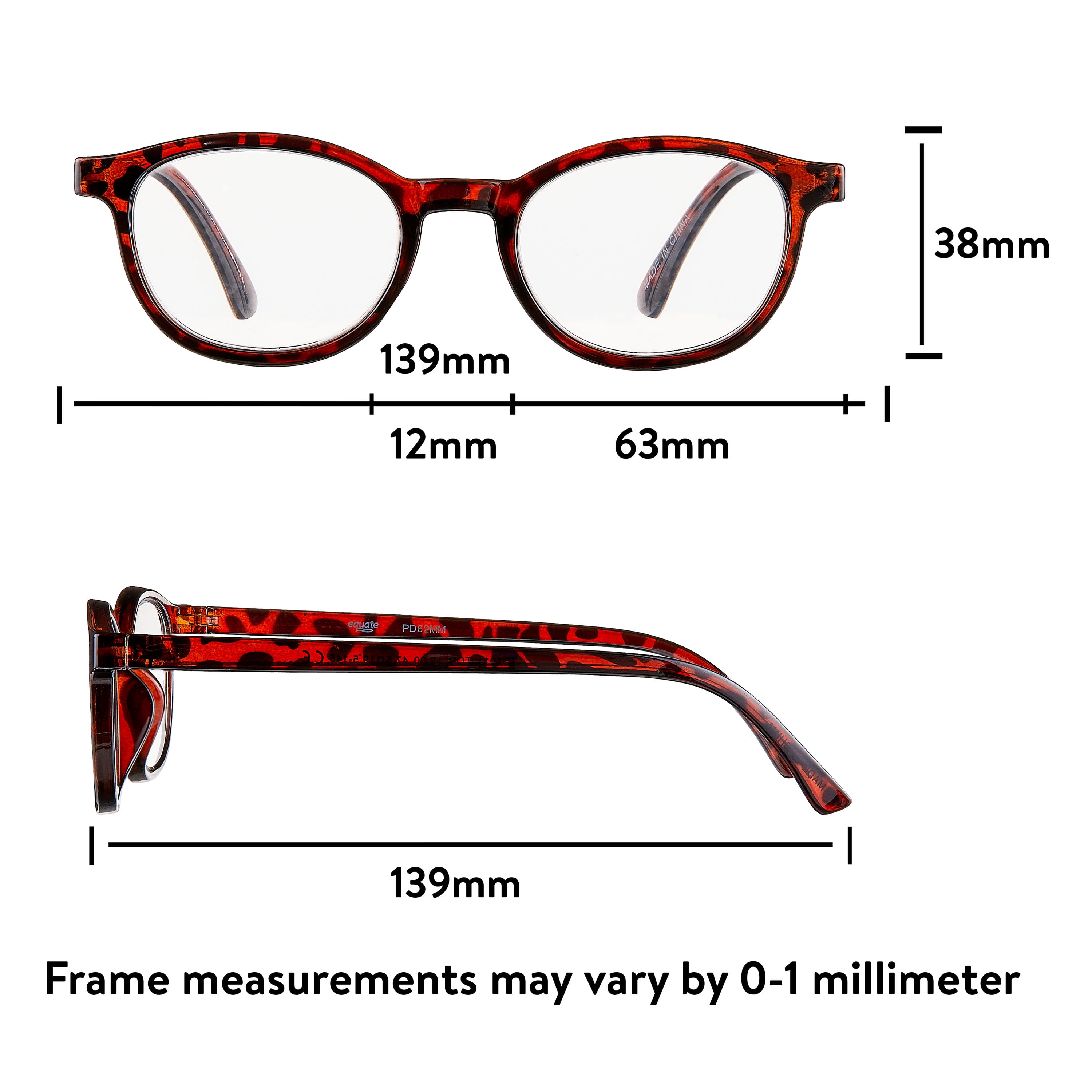 Equate Unisex Rectangular Reading Glasses, Gray/Black/Tortoise, +2.00, 3 Pack