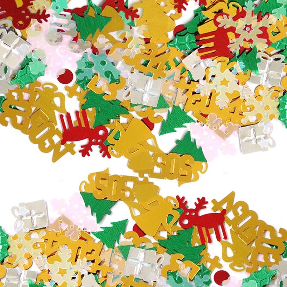 Décor de Fête d'Événement Noël Nouvel An Confettis en Feuille Métallique Paillettes Confettis de Table Ensemble de Décoration de Noël et du Nouvel An