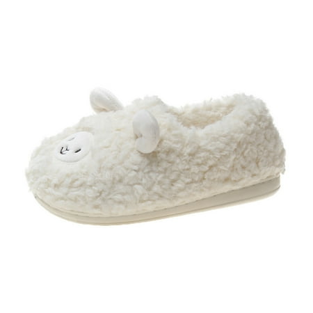 

Fuzzy Lamb Slippers Cute Warm Cozy Shoes Animal Shape Slip-on Slippers for Women Girl Winter Supply