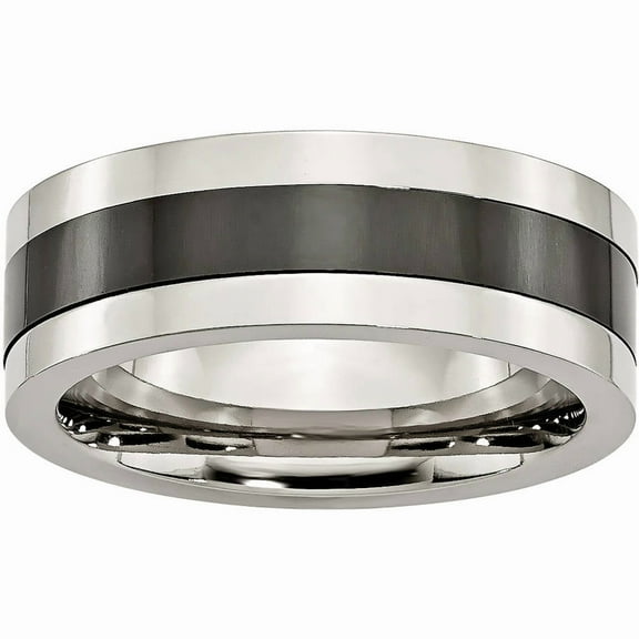 Primal Steel Stainless Steel Base with Polished Black Ceramic Center Band