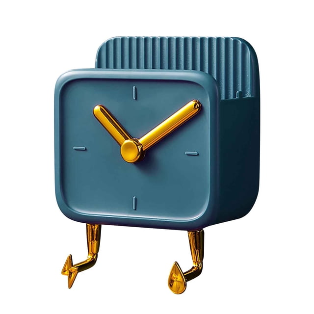 Small Alarm Clocks for Bedrooms Creative Storage Rack Free Punch Alarm Clock Hook Kitchen Supplies Storage Rack Bedroom Wall Hanging Pendant