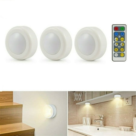 

Litake 3Pcs Wireless LED Under Cabinet Lighting Kitchen Closet Puck Night Light Remote