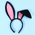 thumbnail image 4 of FELTECHELECTR Diadema con orejas de conejo de peluche esponjosas, tocado para Navidad, Pascua, disfraz, fiesta de cosplay (negro y rosa), 4 of 6