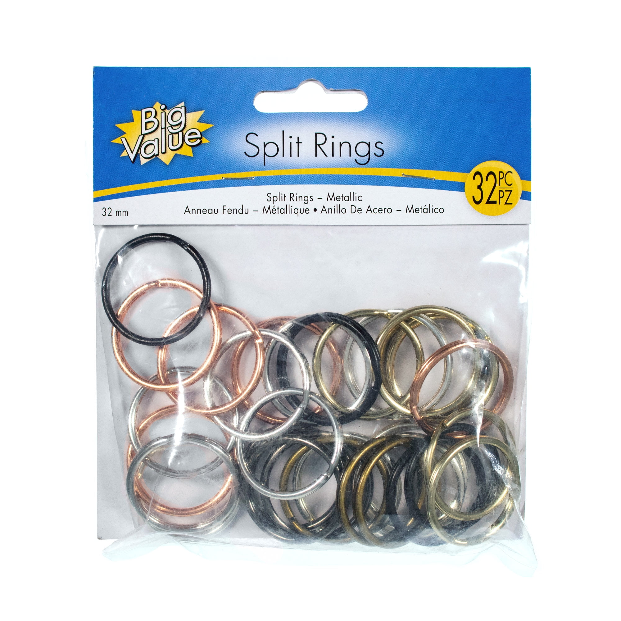 Craft County 32MM Split Rings â€“ Variety Packs â€“ Assorted & Metallic Colored Rings â