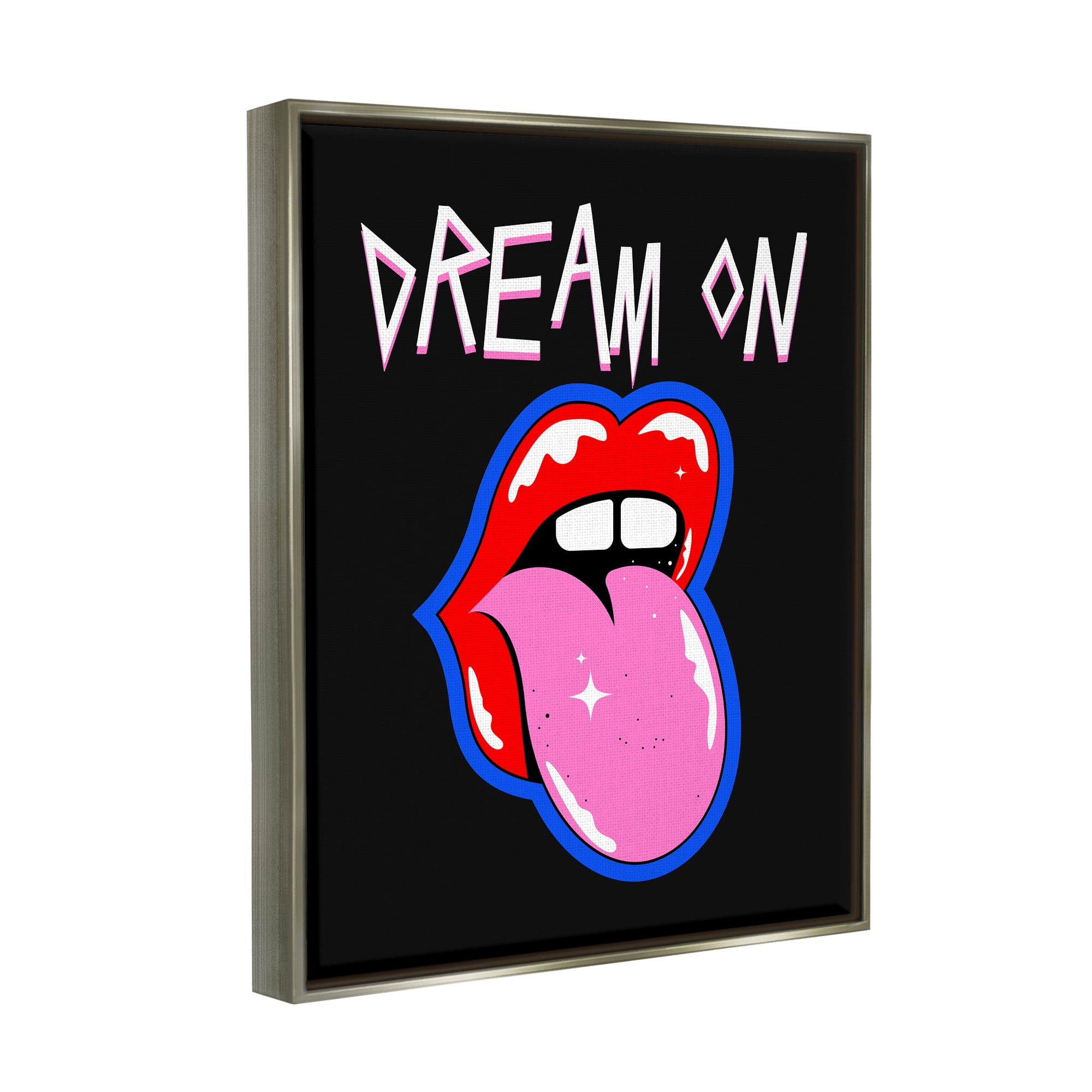 Stupell Industries Dream On with Music Symbol Abstract Painting Gray Floater Framed Canvas Art Print Wall Art, 17 x 21
