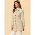 thumbnail image 3 of DARING DIVA Women's Single Breasted Mid Length Outerwear Coats Beige M, 3 of 6
