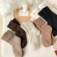 thumbnail image 3 of Women's Solid Mid-Calf Socks, Winter Wool Warm Thick Knit Fuzzy Solid Slipper Socks, Soft Cozy for Women, 3 of 5