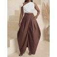 thumbnail image 4 of Brown Oversized Pleated Maxi Skirt With Front Slit, Elegant Resort Style For Daily Wear And Parties, 4 of 7