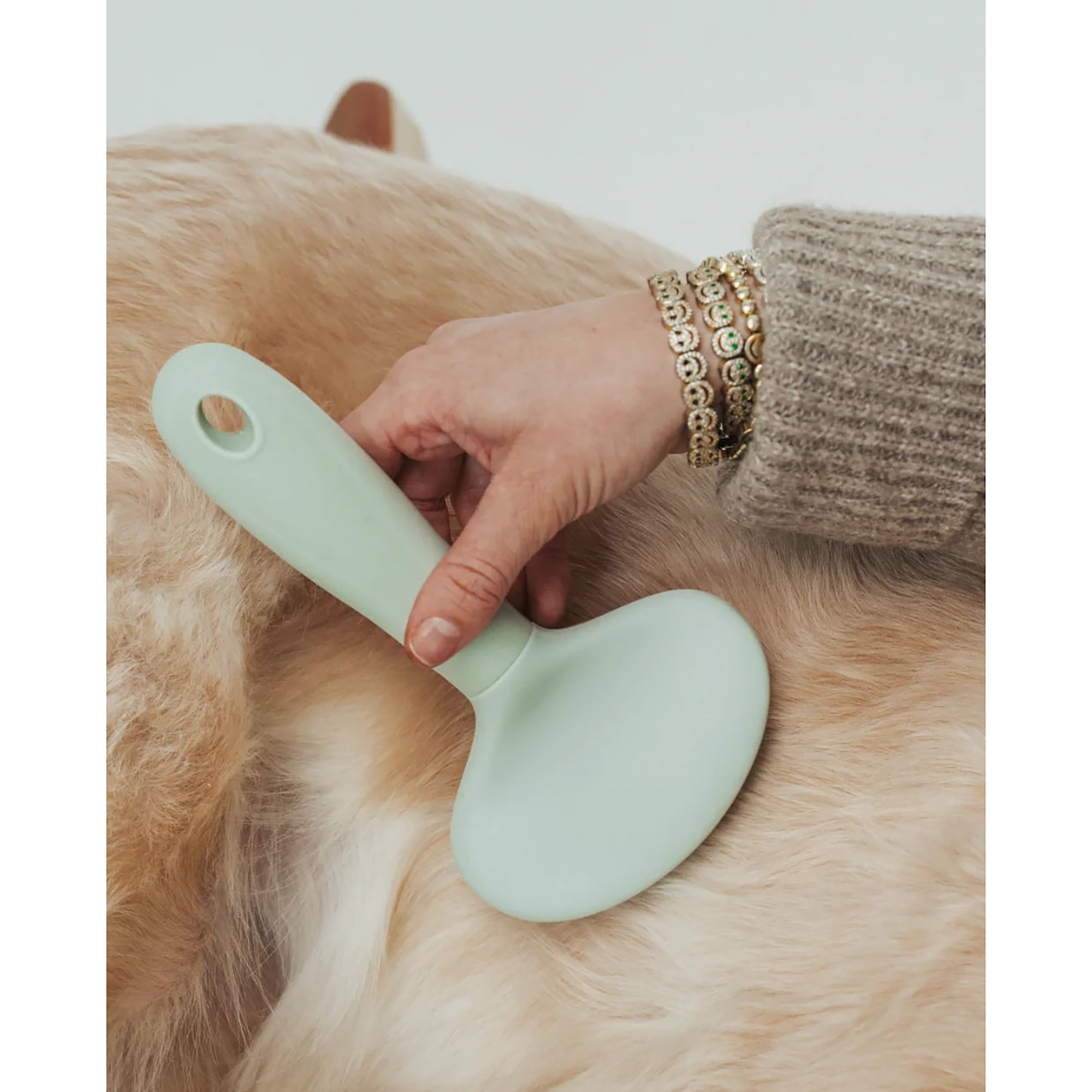 Dexypaws: Pet Slicker Brush - Large - Sage Green, Dog & Cat Grooming Tool, Stainless Steel Teeth, Remove Fur-Tangles-Dirt, Coat Maintenance, 7.7x4.9"